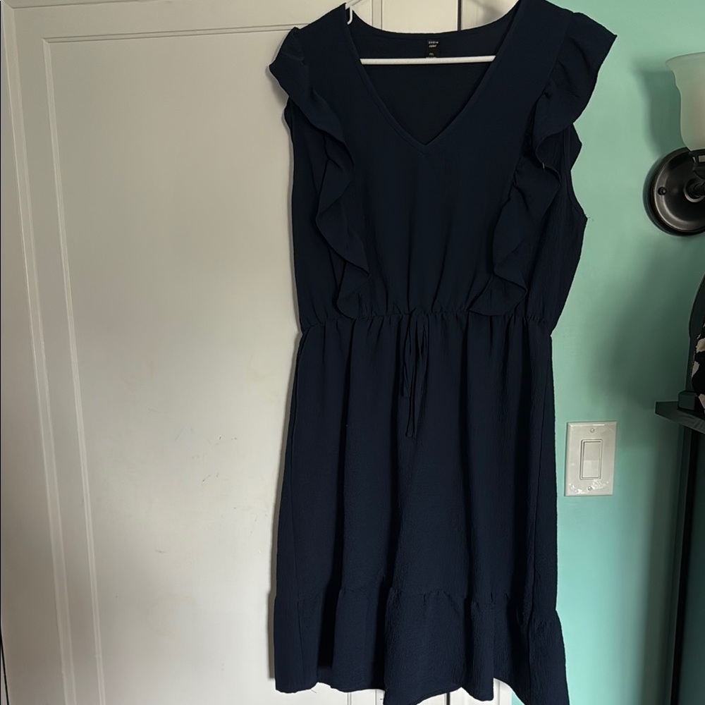 SHEIN Blue V-Neck Flutter Sleeve Mini Dress